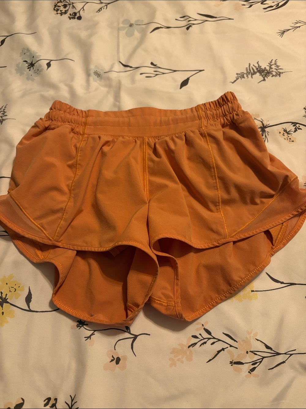 lululemon athletica Orange Athletic Running Shorts with Built-In Liner